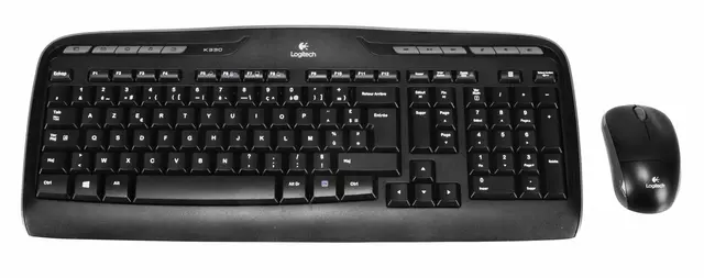 Een Toetsenbord Logitech MK330 Azerty +muis zwart koop je bij Van Hoye Kantoor BV