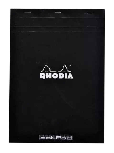 Een Schrijfblok Rhodia A4 dots 80 vel 90gr zwart koop je bij Van Leeuwen Boeken- en kantoorartikelen
