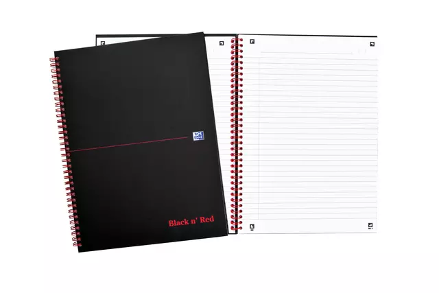 Een Spiraalblok Oxford Black n' Red A4 lijn 140 pagina's 80gr koop je bij KantoorProfi België BV