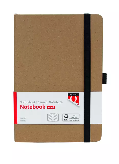 Een Notitieboek Quantore A5 lijn 192blz 80gr kraft koop je bij Van Leeuwen Boeken- en kantoorartikelen