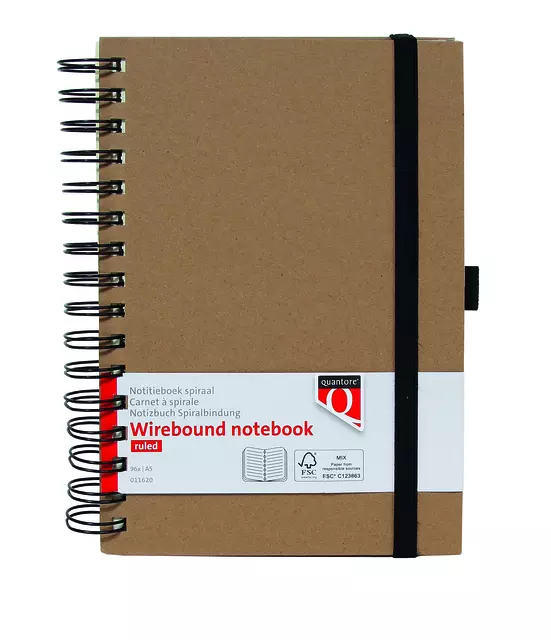Een Notitieboek Quantore A5 spiraal lijn 192blz 80gr kraft koop je bij Van Leeuwen Boeken- en kantoorartikelen