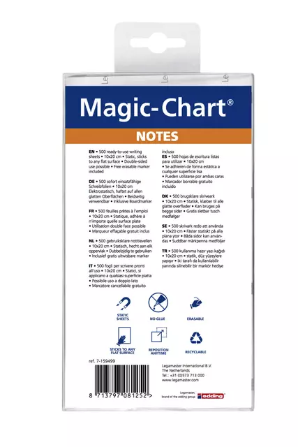 Een Magic-chart notes Legamaster 10x20cm assorti koop je bij Van Leeuwen Boeken- en kantoorartikelen