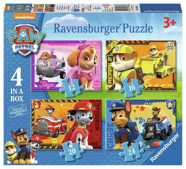 Een Puzzel Ravensburger Paw Patrol 4x puzzels 12+16+20+24 st koop je bij MV Kantoortechniek B.V.