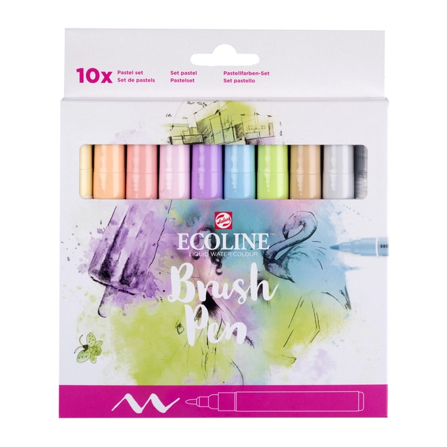 Een Brushpen Talens Ecoline set á 10 stuks pastel koop je bij KantoorProfi België BV