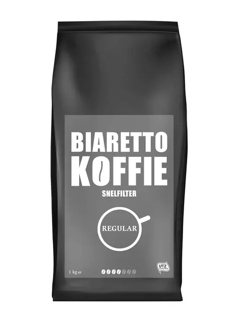 Een Koffie Biaretto snelfiltermaling regular 1000 gram koop je bij MV Kantoortechniek B.V.