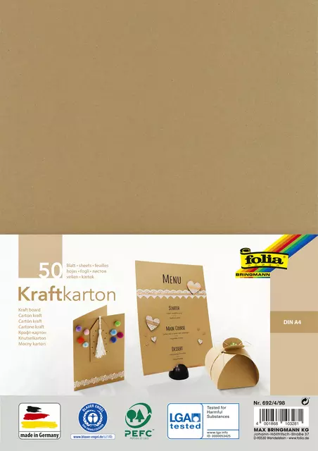 Een Kraftpapier Folia A4 230gr 50 vel koop je bij MV Kantoortechniek B.V.