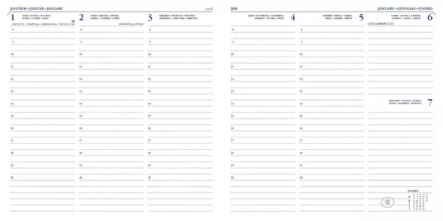 Agenda 2025 Ryam Carré Mundior 7dagen/2pagina's zwart