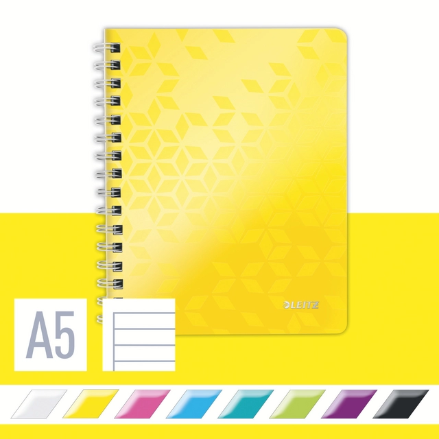 Een Cahier de notes Leitz WOW A5 ligné spirale PP jaune koop je bij QuickOffice BV