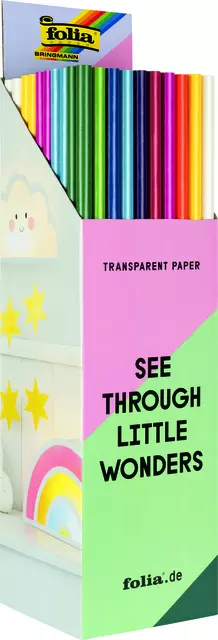 Een Transparant papier Folia 70x100cm 42gr assorti kleuren koop je bij Van Leeuwen Boeken- en kantoorartikelen