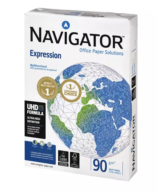 Een Kopieerpapier Navigator Expression A3 90gr wit 500vel koop je bij Totaal Kantoor Goeree