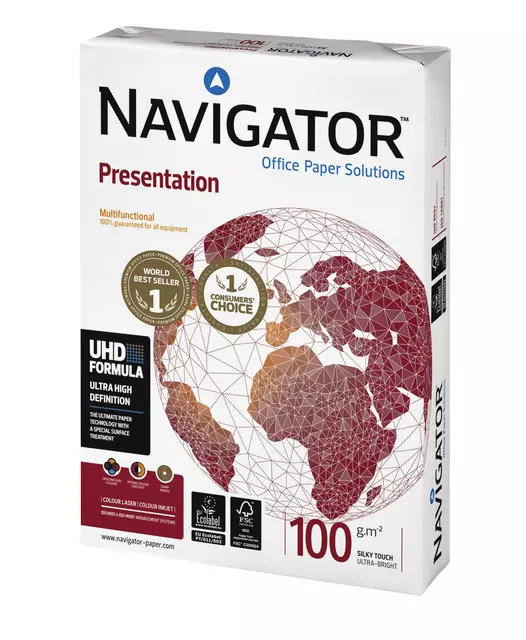 Een Kopieerpapier Navigator Presentation A4 100gr wit 500vel koop je bij KantoorProfi België BV