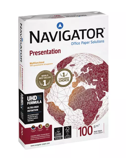 Een Kopieerpapier Navigator Presentation A3 100gr wit 500vel koop je bij Totaal Kantoor Goeree