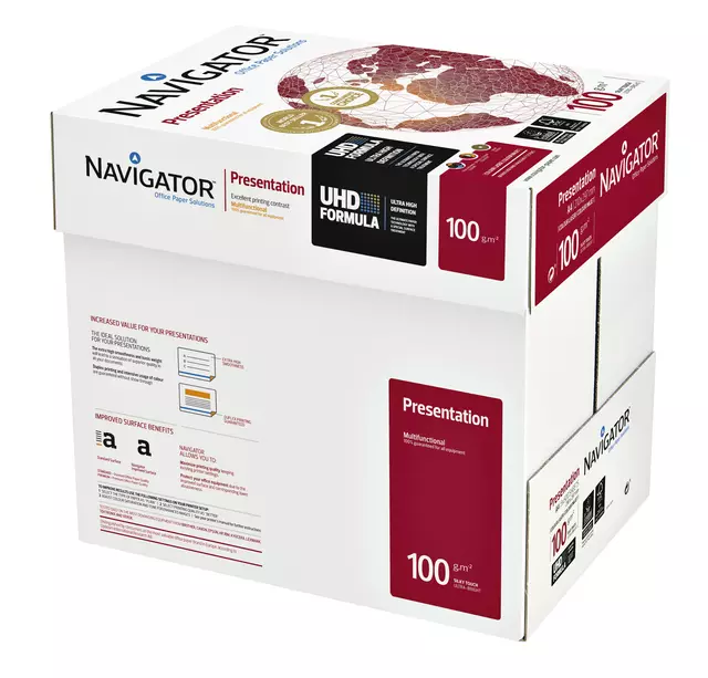 Een Kopieerpapier Navigator Presentation A4 100gr wit 500vel koop je bij Totaal Kantoor Goeree