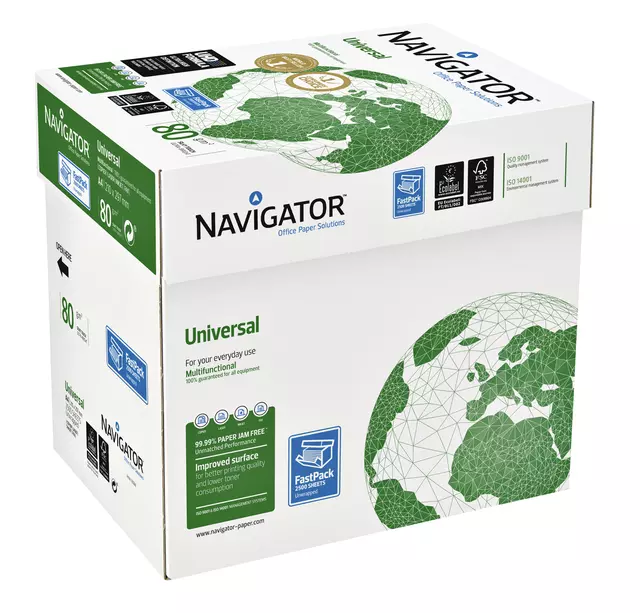 Een Kopieerpapier Navigator Universal Nonstop A4 80gr wit koop je bij Goedkope Kantoorbenodigdheden