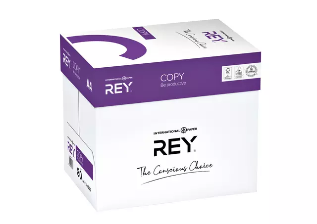 Een Kopieerpapier Rey Copy A4 80gr wit 500vel koop je bij Van Leeuwen Boeken- en kantoorartikelen