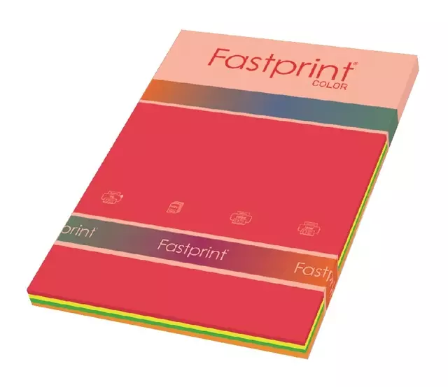 Een Kopieerpapier Fastprint A4 80gr neon assorti 100vel koop je bij Klik Office BV