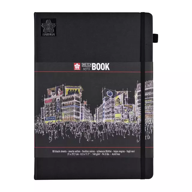 Een Schets-notitieboek Sakura A4 140gr 80vel zwart koop je bij KantoorProfi België BV