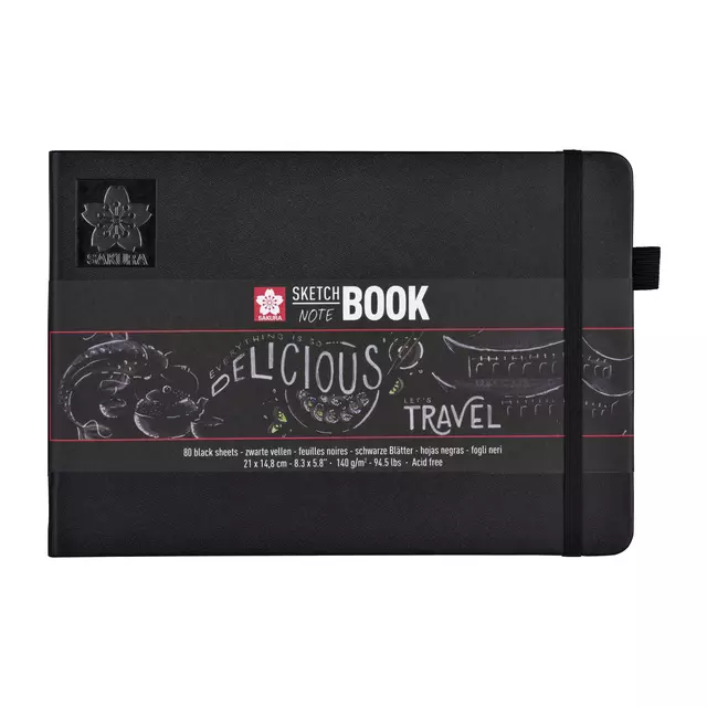 Een Schets-notitieboek Sakura A5 140gr 80vel zwart koop je bij EconOffice