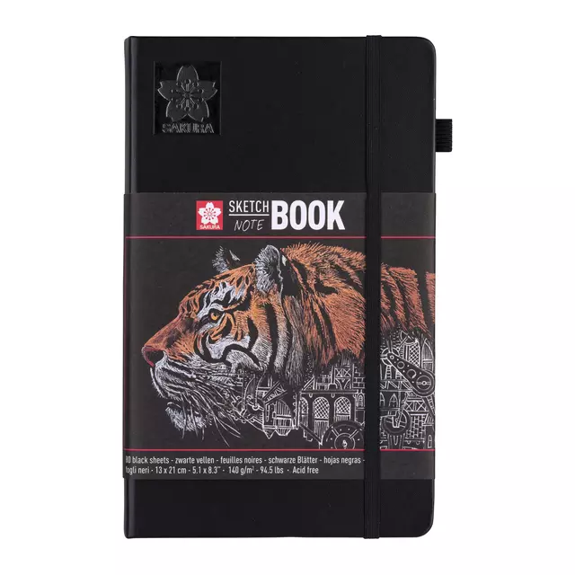 Een Schets-notitieboek Sakura 13x21cm 140gr 80vel zwart koop je bij L&N Partners voor Partners B.V.