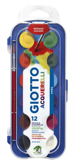 Een Gouache Giotto 30mm doos à 12 kleuren met penseel koop je bij Alles voor uw kantoor