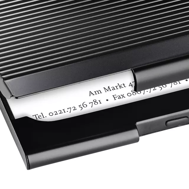 Een Visitekaarthouder Sigel VZ134 voor 20 kaarten 91x58mm aluminium mat zwart koop je bij EconOffice