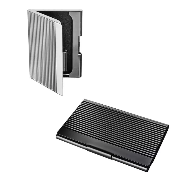 Een Visitekaarthouder Sigel VZ134 voor 20 kaarten 91x58mm aluminium mat zwart koop je bij EconOffice