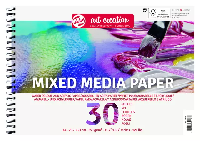 Een Acryl- aquarelverfpapier Talens Art Creation mixed media A4 koop je bij EconOffice