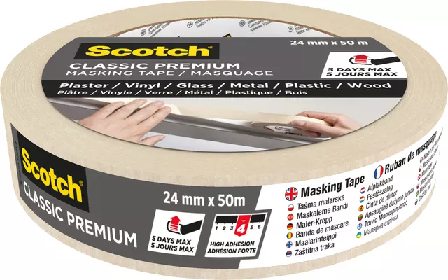 Een Afplaktape Scotch Premium Classic 24mmx50m beige koop je bij EconOffice