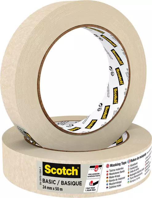 Een Afplaktape Scotch Basic 24mmx50m beige koop je bij EconOffice
