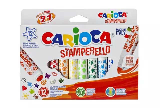 Een Viltstift Carioca stempelstift 2 in 1 assorti set à 12 stuks koop je bij EconOffice