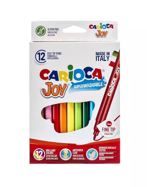 Een Viltstift Carioca Joy assorti set à 12 stuks koop je bij Totaal Kantoor Goeree