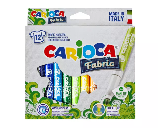 Een Viltstiften Carioca Textiel set à 12 kleuren koop je bij MV Kantoortechniek B.V.