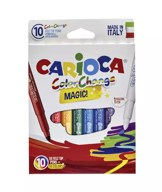 Een Viltstiften Carioca Magic set à 10 stuks assorti koop je bij Van Leeuwen Boeken- en kantoorartikelen