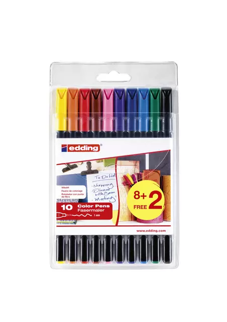 Een Fineliner edding 1200 fijn assorti set à 8+2 gratis koop je bij Unimark Office B.V.