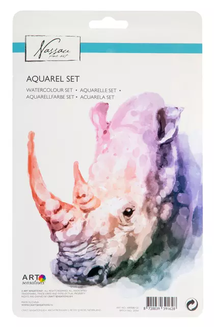 Een Aquarelverf Nassau Art blik à 18 napjes en penseel koop je bij EconOffice
