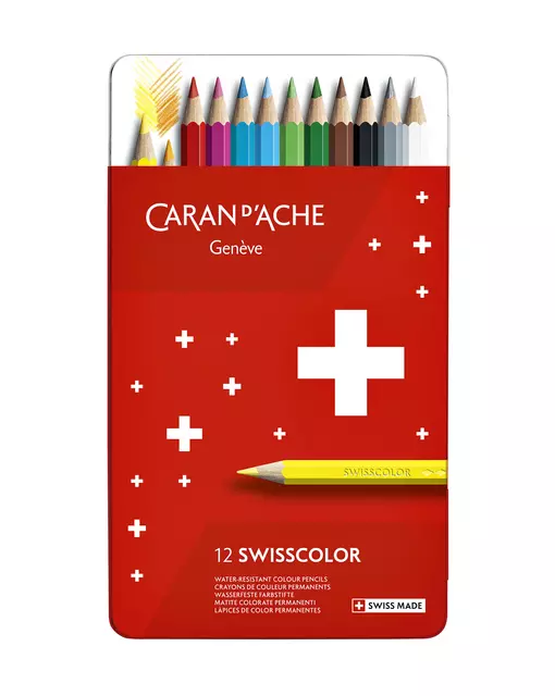 Een Kleurpotloden Caran d'Ache Swisscolor 12stuks ass koop je bij Van Leeuwen Boeken- en kantoorartikelen