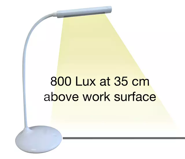 Een Lampe de bureau Unilux Nelly LED blanc koop je bij Van Hoye Kantoor BV