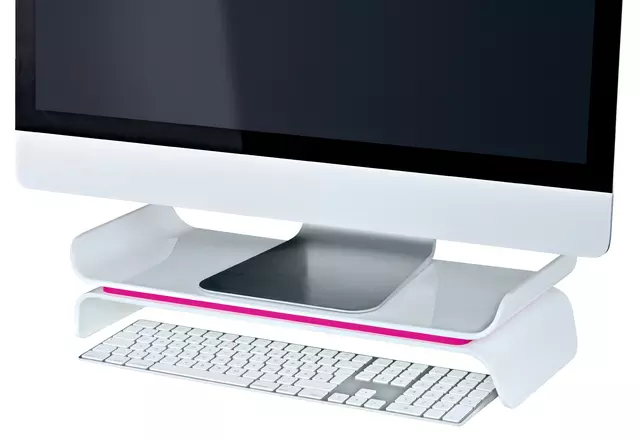 Een Monitorstandaard Leitz WOW Ergo verstelbaar roze koop je bij Van Leeuwen Boeken- en kantoorartikelen