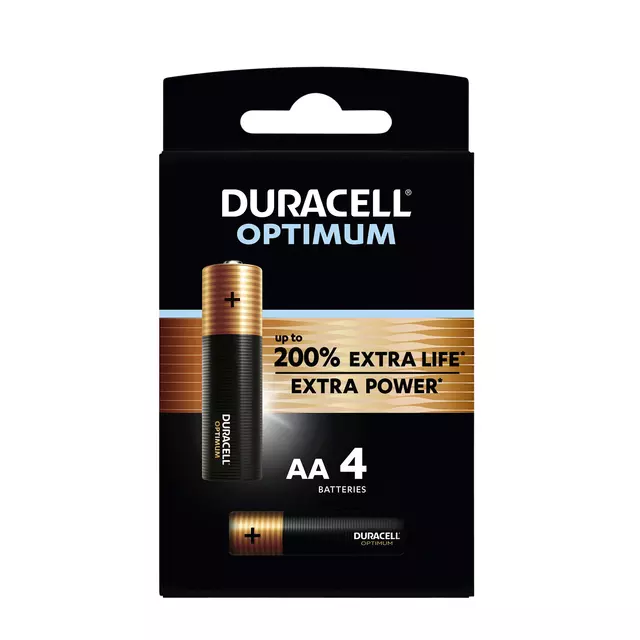 Een Batterij Duracell Optimum 200% 4xAA koop je bij Goedkope Kantoorbenodigdheden