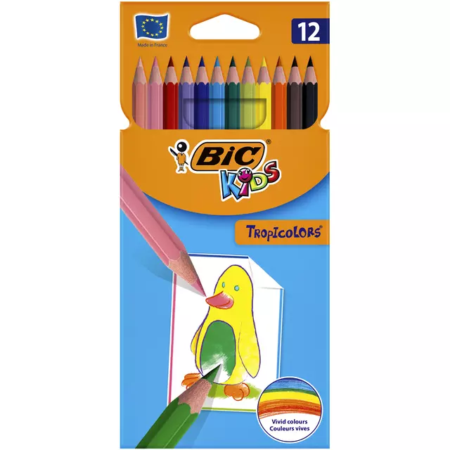 Een Kleurpotloden BicKids Tropicolors assorti blister à 12 stuks koop je bij EconOffice