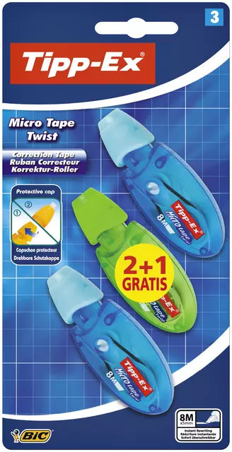 Een Correctieroller Tipp-ex micro twist 5mmx8m blister 2+1 gratis koop je bij KantoorProfi België BV