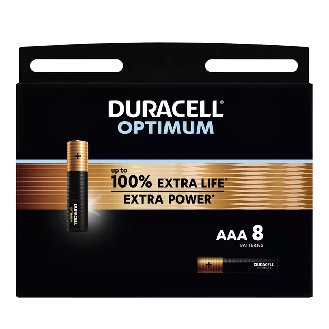 Een Batterij Duracell Optimum 100% 8xAAA koop je bij Unimark Office B.V.