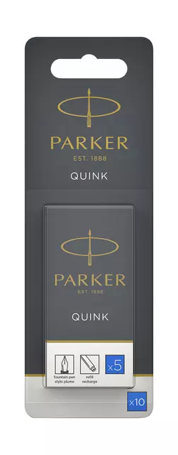 Een Inktpatroon Parker Quink uitwasbaar blauw blister à 10 stuks koop je bij Kantoorvakhandel van der Heijde