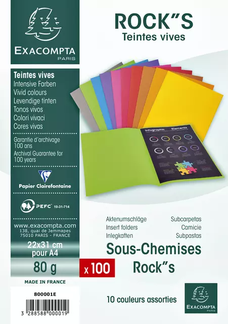Een Vouwmap Exacompta ROCK'S A4 80g assorti koop je bij EconOffice