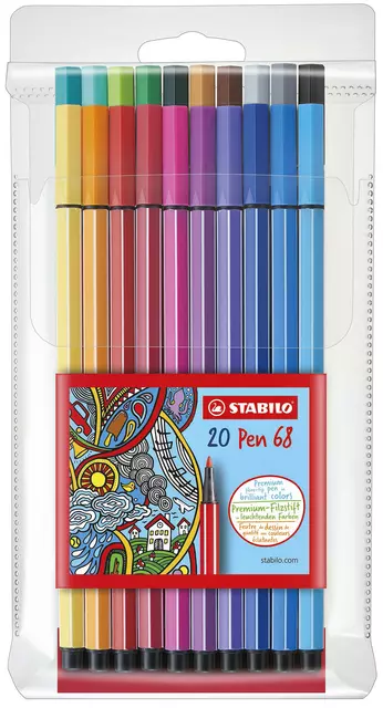 Een Viltstift STABILO Pen 68/20 medium assorti etui à 20 stuks koop je bij KantoorProfi België BV