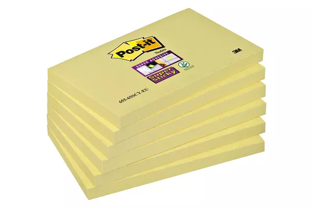 Een Memoblok Post-it 655 Super Sticky 76x127mm geel koop je bij KantoorProfi België BV