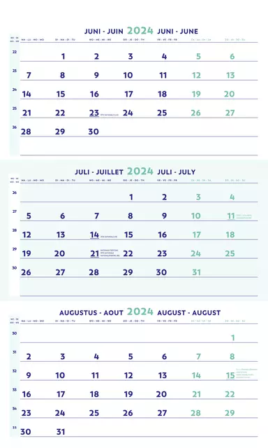 Een Calendrier 3 mois 2025 Brepols 30x60cm koop je bij QuickOffice BV