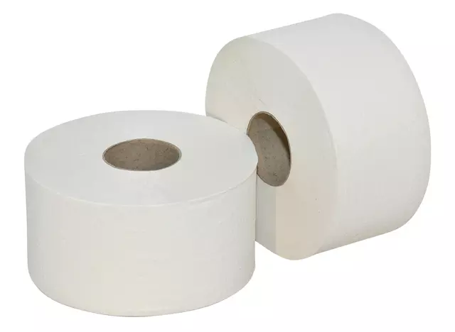 Een Toiletpapier Euro Products Q5 mini jumbo 2l recycled 180m wit 240218 koop je bij Van Hoye Kantoor BV