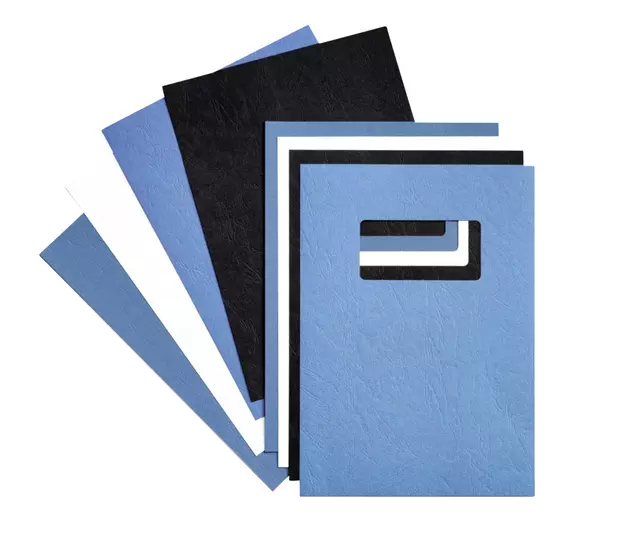 Een Voorblad GBC A4 lederlook met venster blauw 50stuks koop je bij KantoorProfi België BV