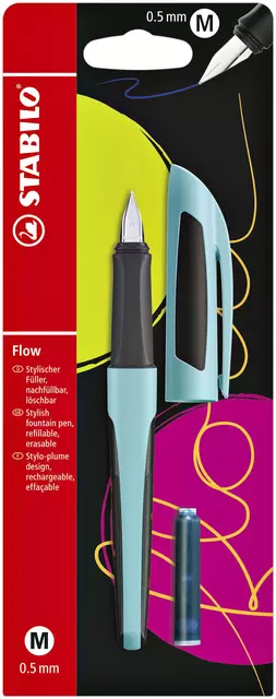 Een Vulpen STABILO Flow sporty medium puristblue blister à 1 stuk koop je bij KantoorProfi België BV